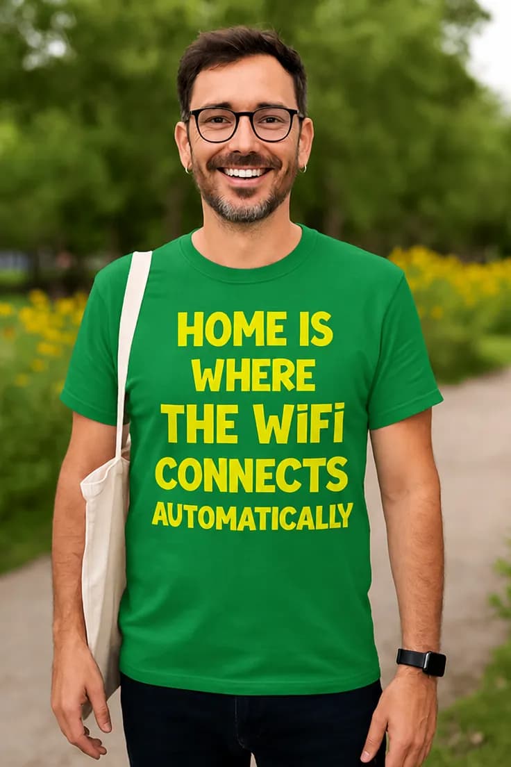 Tricou amuzant acasă e unde se conectează WiFi-ul