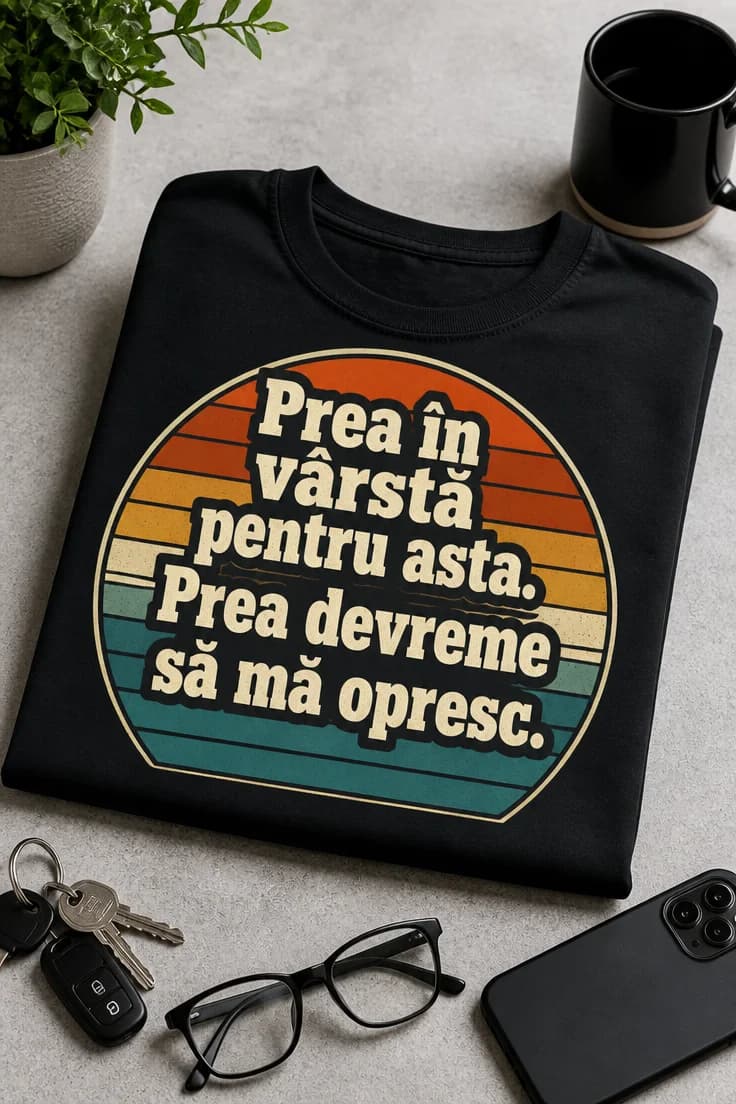 Tricou aniversar „Prea în vârstă pentru asta.”