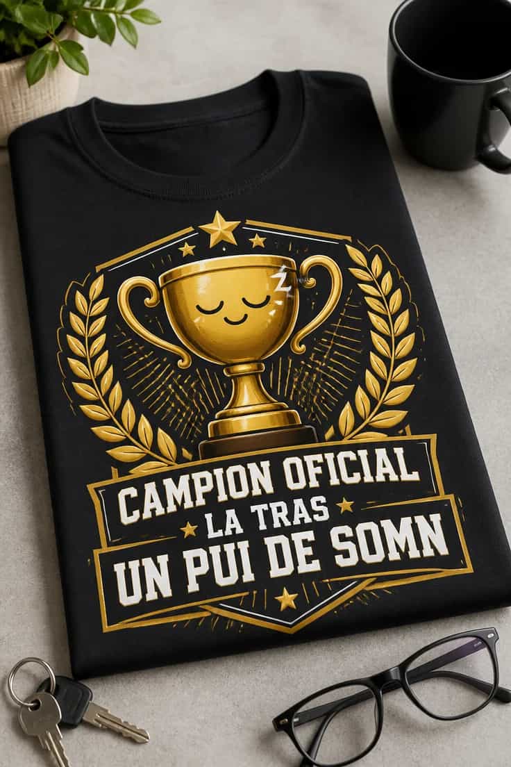 Tricou-cadou amuzant: Campion oficial la tras un pui de somn