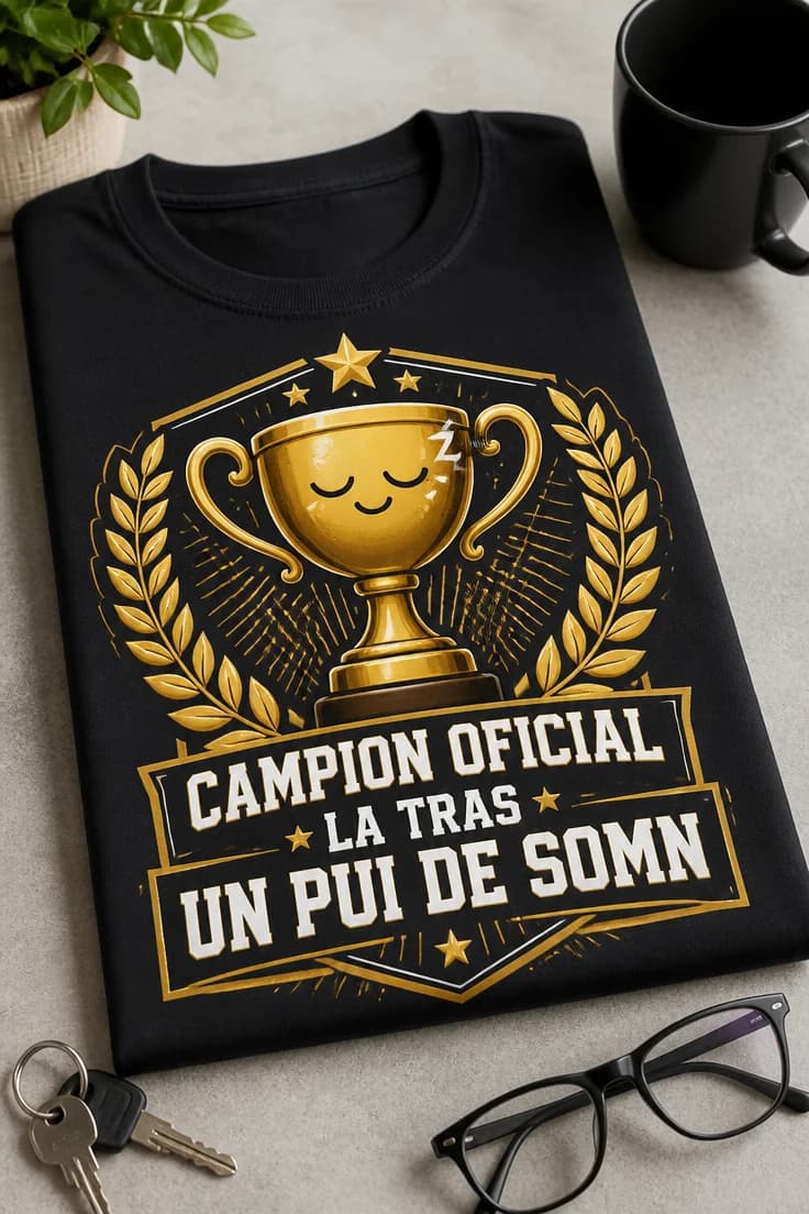 Tricou-cadou amuzant: Campion oficial la tras un pui de somn