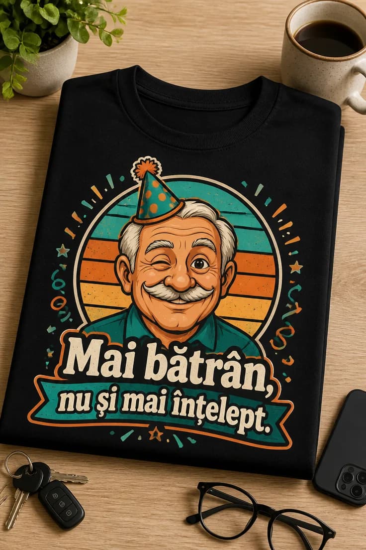 Tricou cadou aniversare Mai bătrân, nu și mai înțelept.