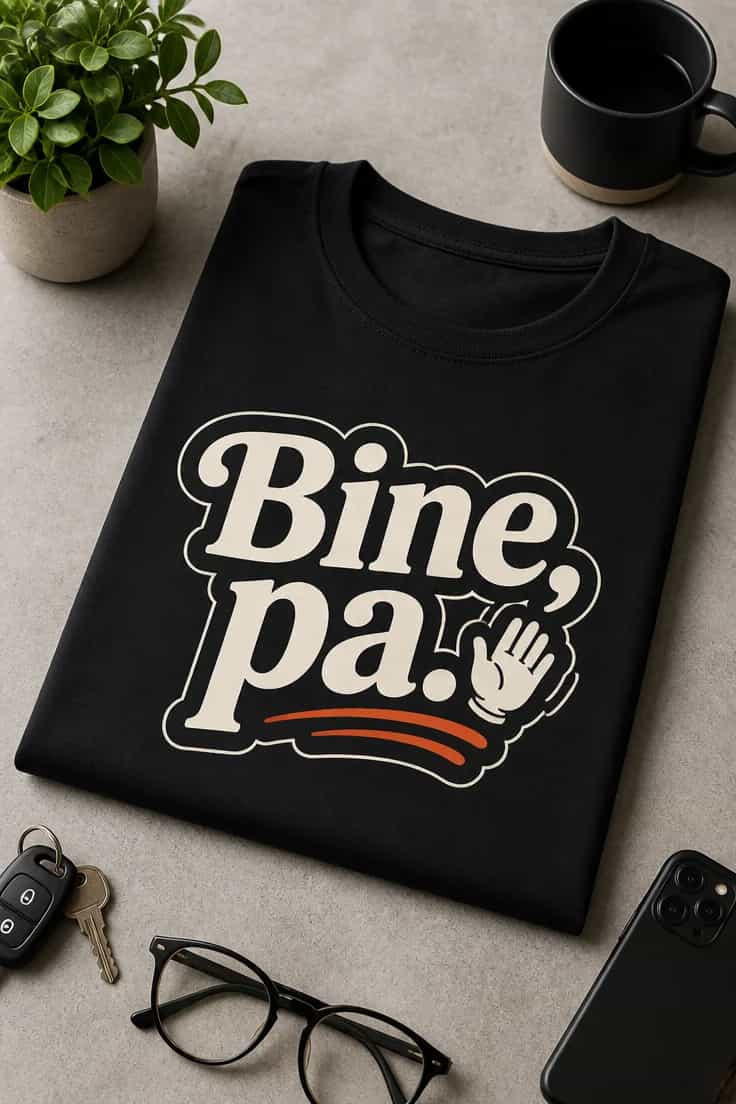 Tricou cu mesaj Bine, pa.