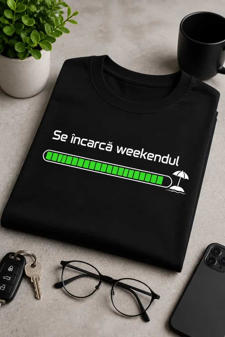 Tricou cu mesaj Se încarcă weekendul