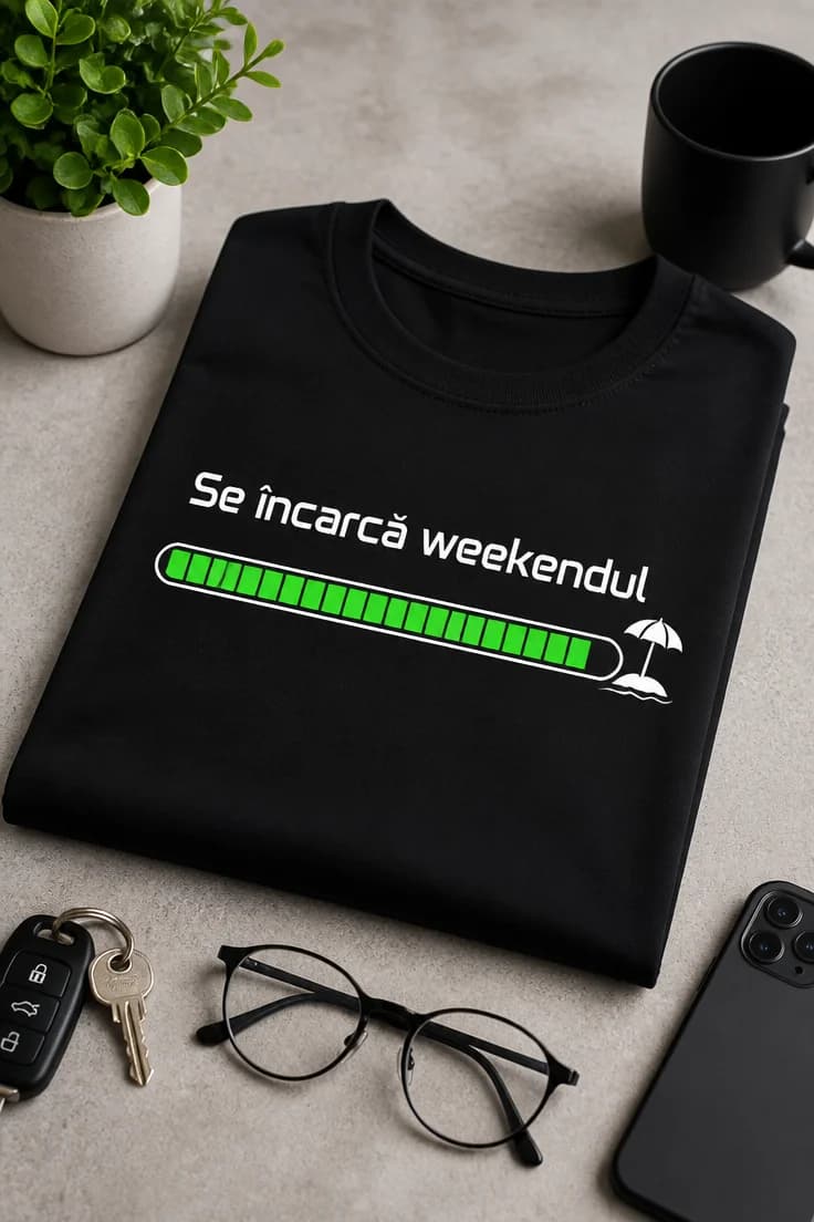 Tricou cu mesaj Se încarcă weekendul