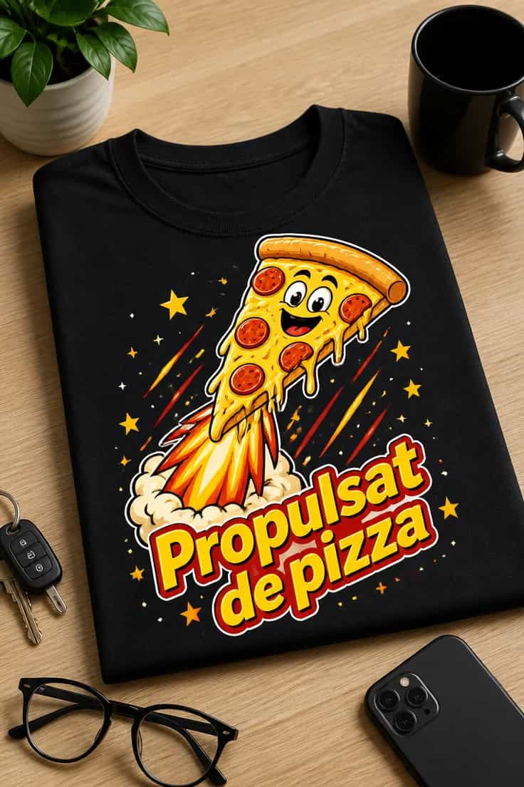 Tricou cu pizza București – Propulsat de pizza