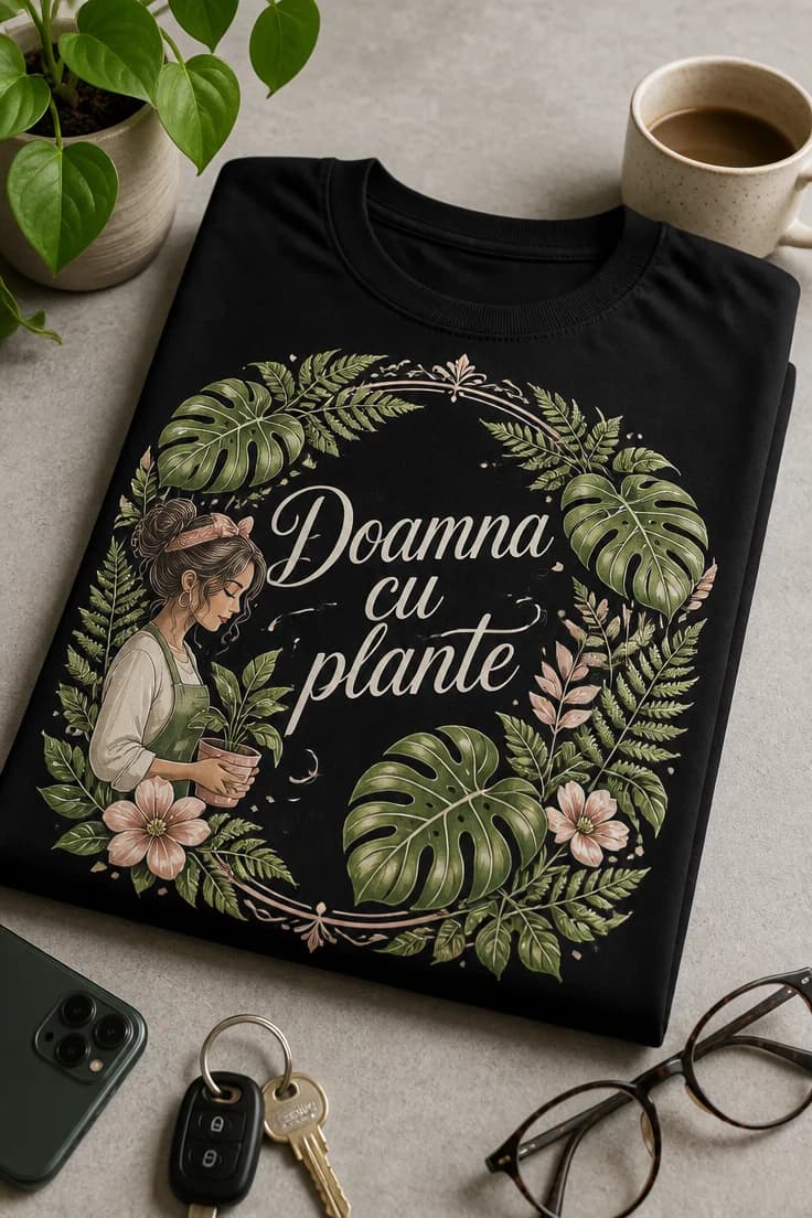 Tricou cu plante Doamna cu plante