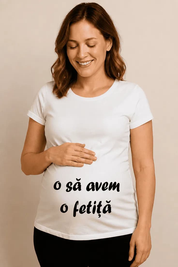 Tricou de gravidă Anunț bebeluș – o să avem o fetiță