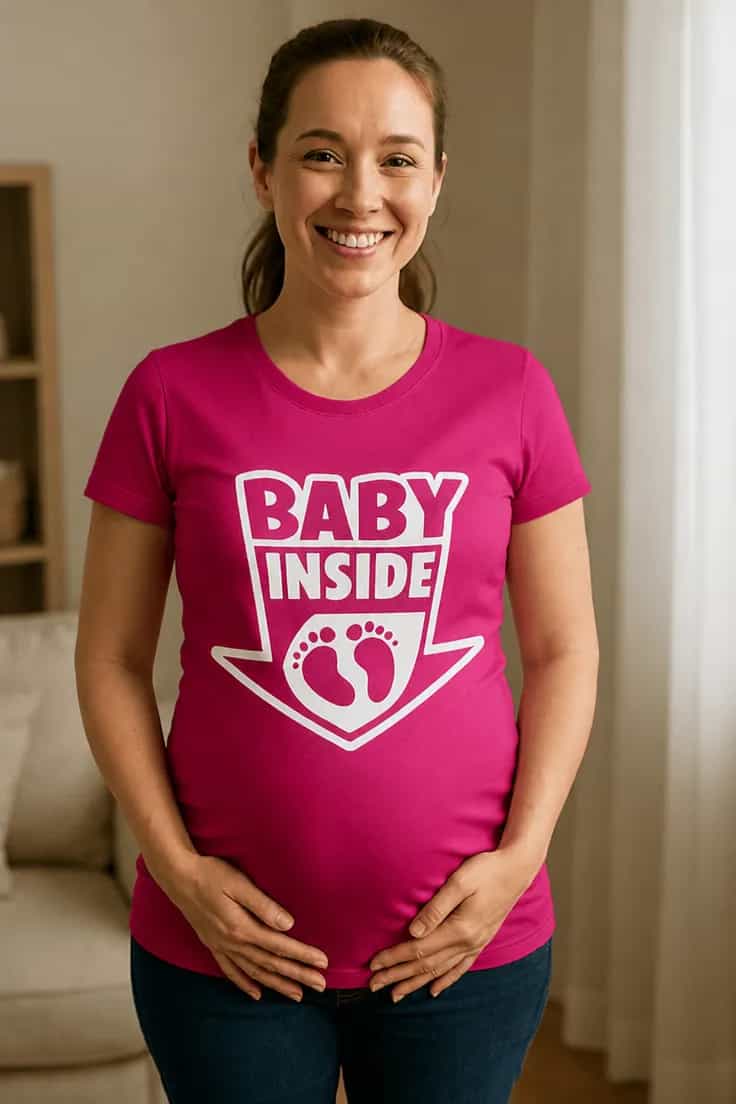 Tricou de gravidă Baby inside cu piciorușe