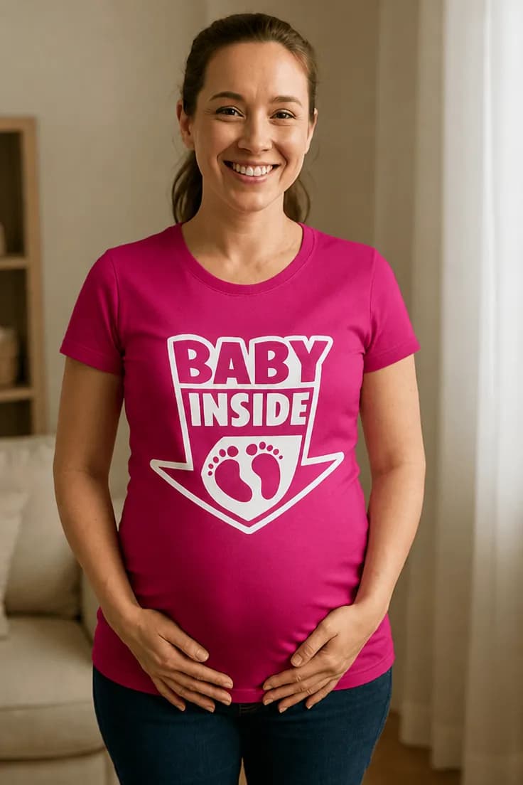 Tricou de gravidă Baby inside cu piciorușe