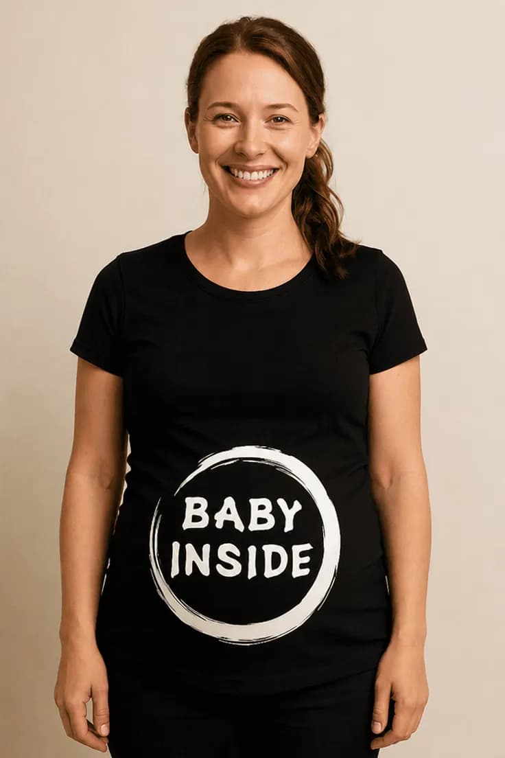 Tricou de gravidă Baby inside în cerc BABY INSIDE
