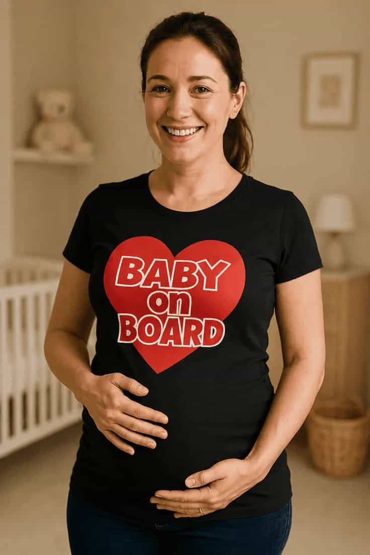 Tricou de gravidă Baby on board inimă BABY on BOARD
