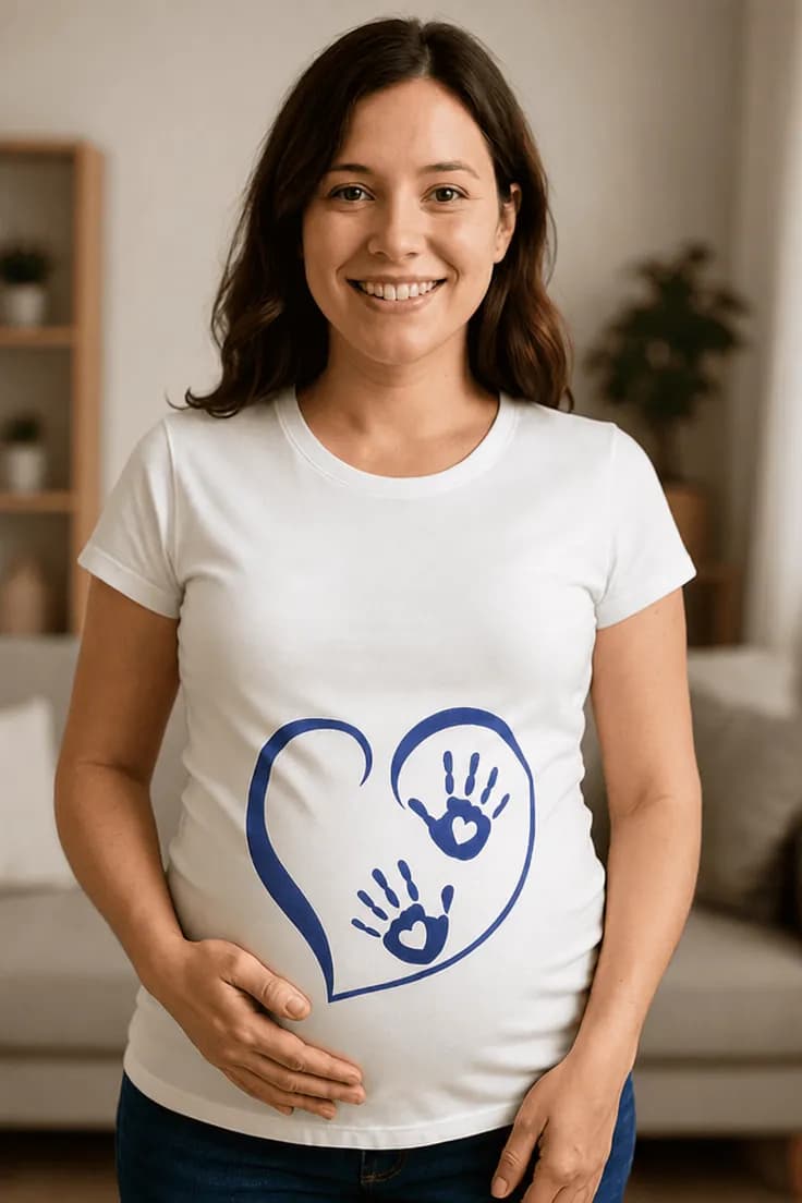 Tricou de gravidă cu inimă și mânuțe
