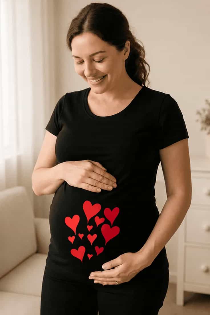 Tricou de gravidă cu inimioare