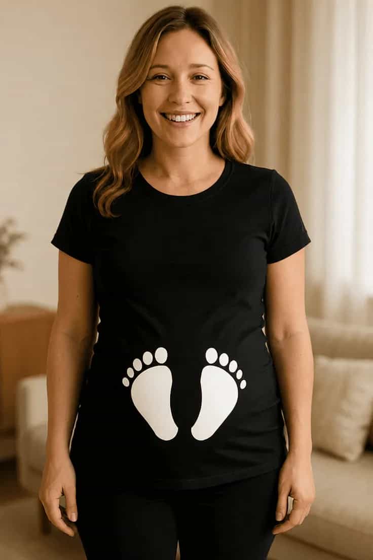 Tricou de gravidă cu piciorușe cadou haios