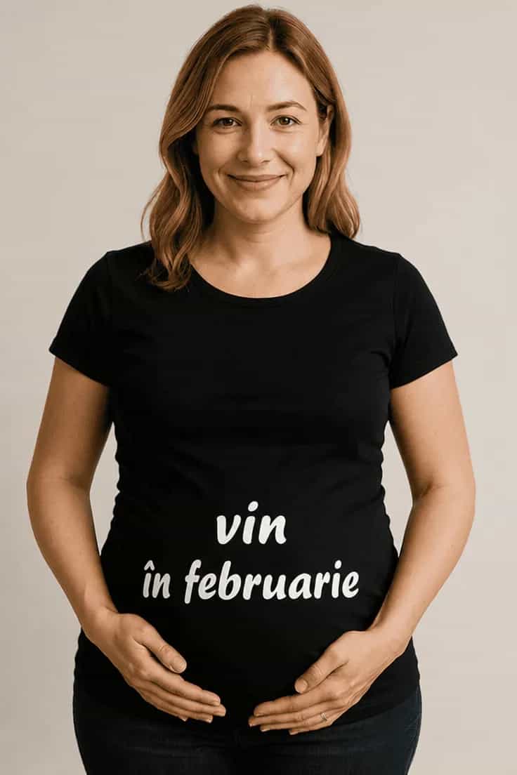 Tricou de gravidă Vin în februarie