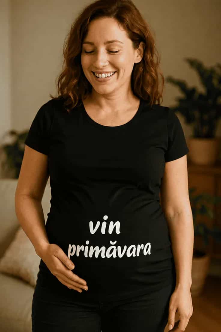 Tricou de gravidă Vin primăvara - vin primăvara