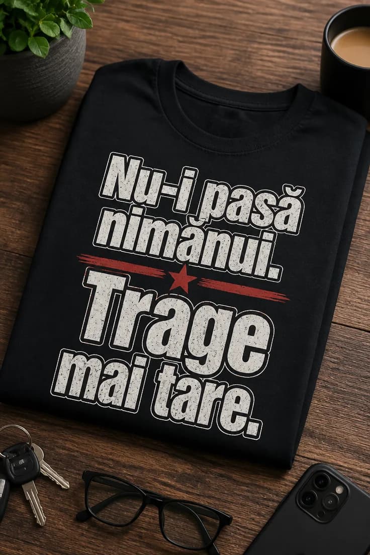 Tricou haios „Nu-i pasă nimănui. Trage mai tare.”