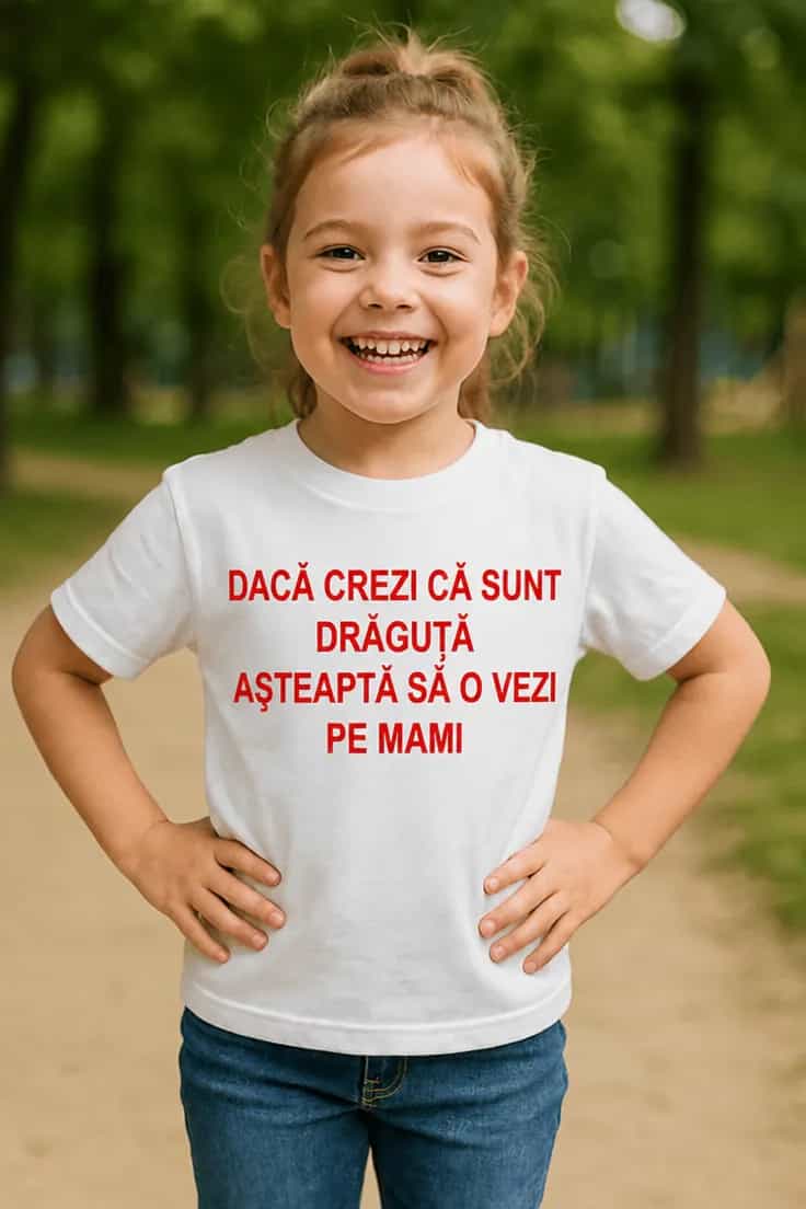 Tricou pentru copii Așteaptă să vezi mami