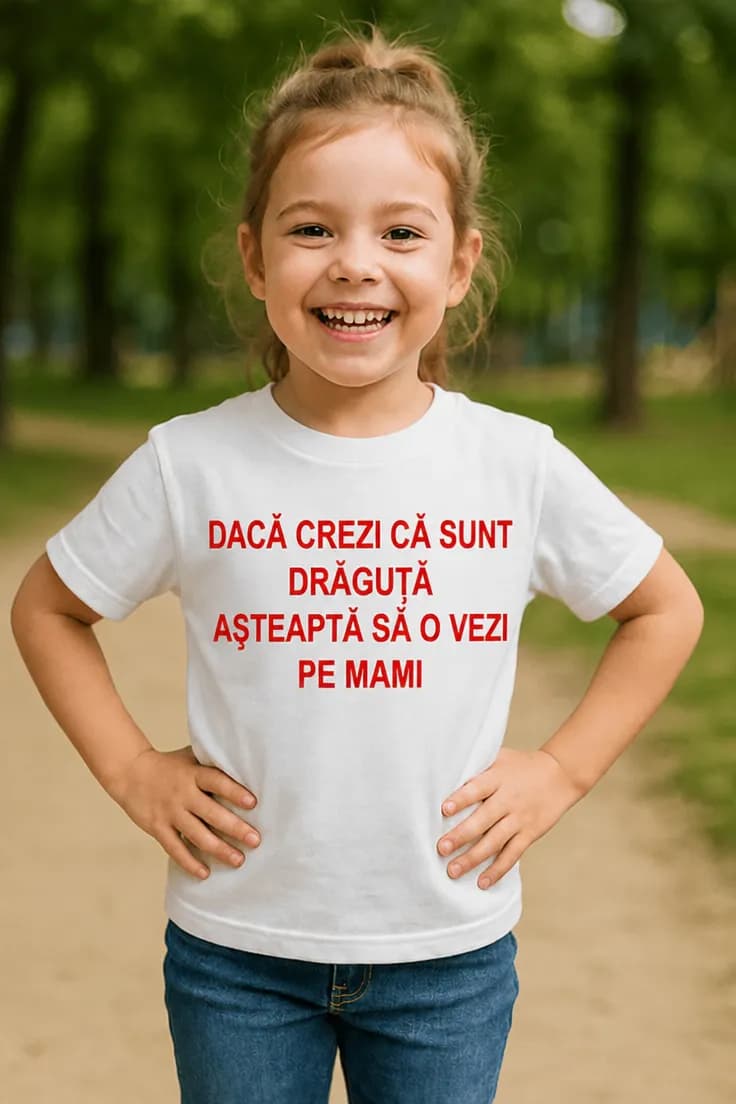 Tricou pentru copii Așteaptă să vezi mami