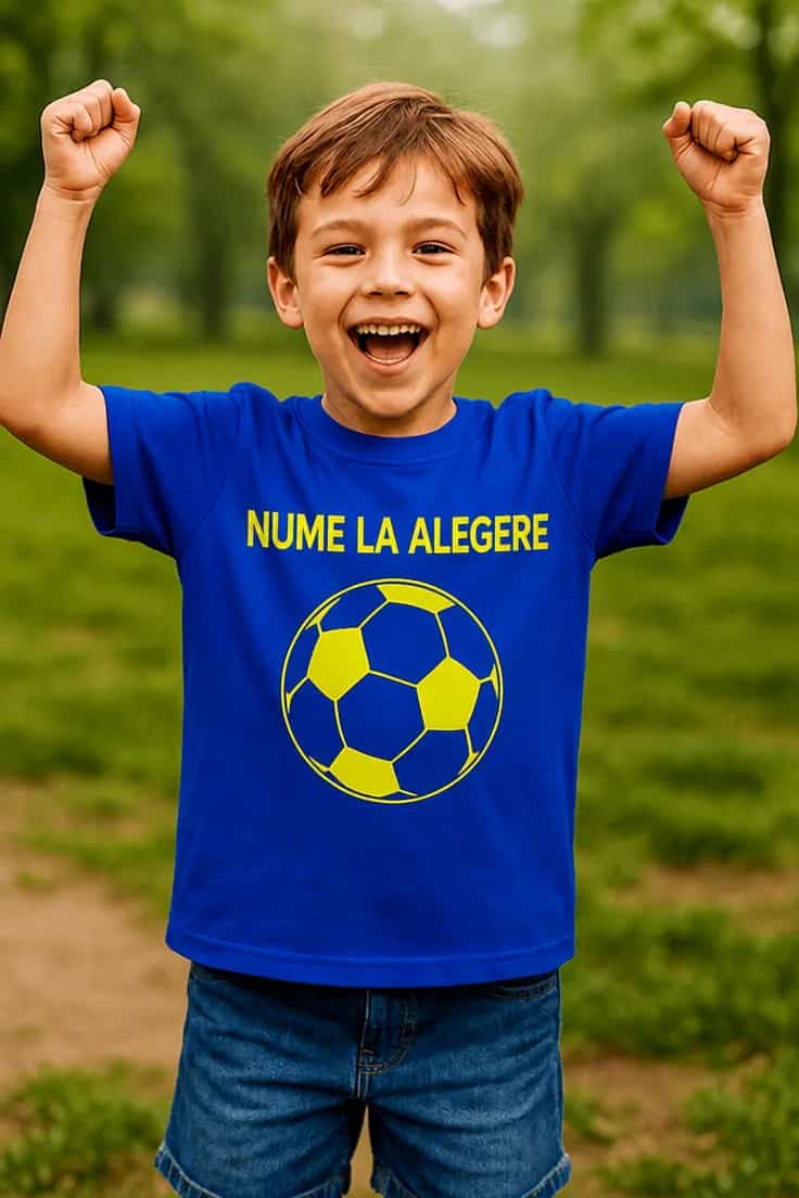 Tricou pentru copii cu minge cu nume personalizat