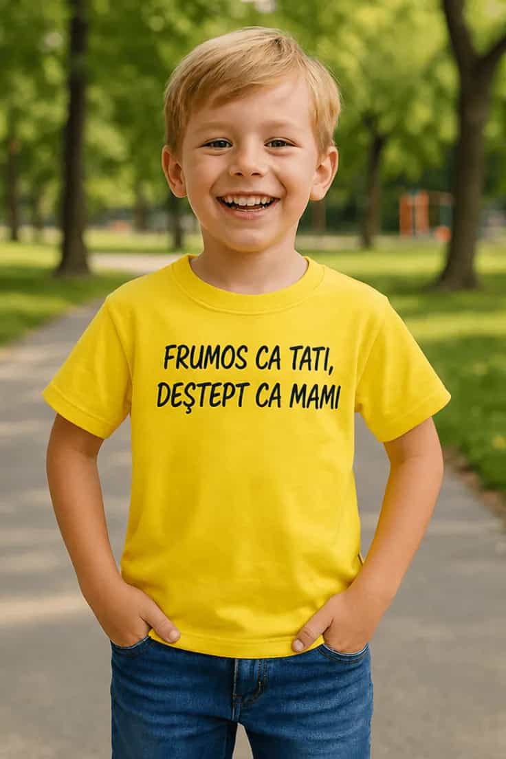 Tricou pentru copii Frumos ca tati deștept ca mami