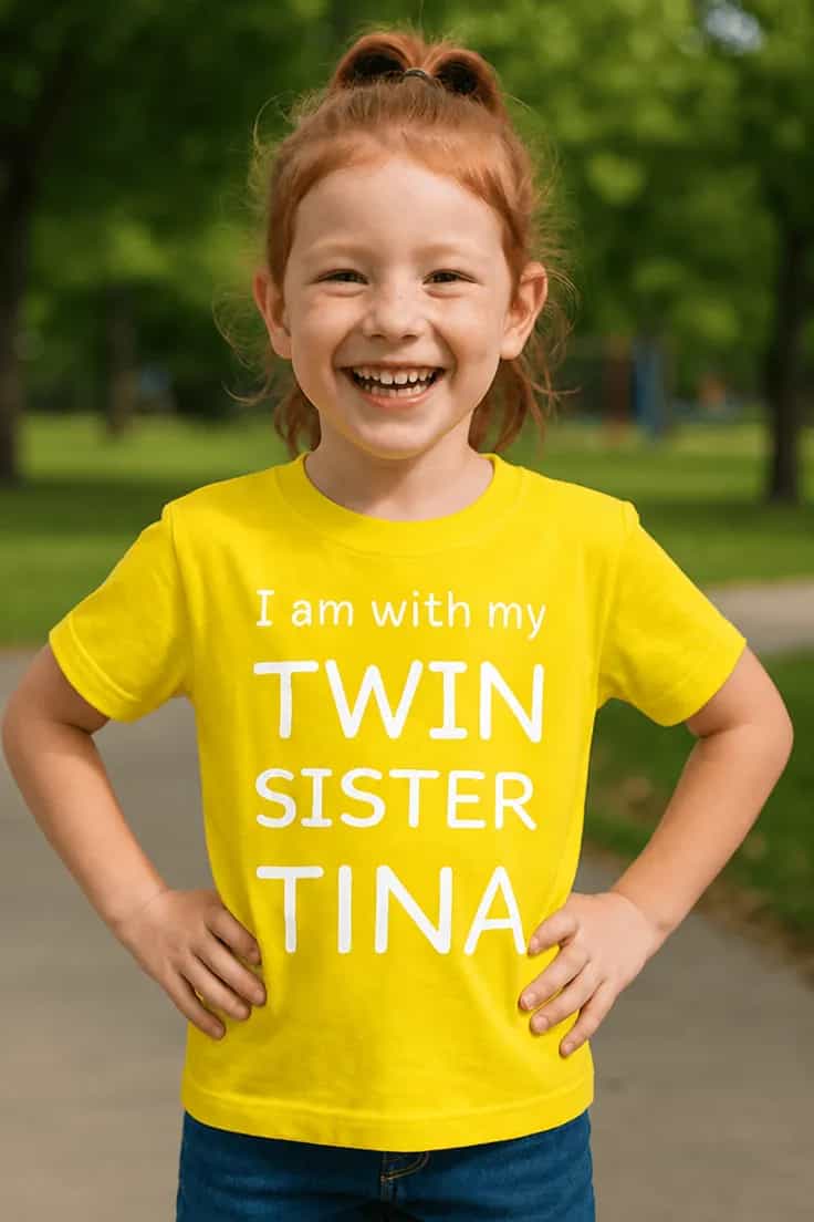 Tricou pentru copii Geamănă cu nume personalizat
