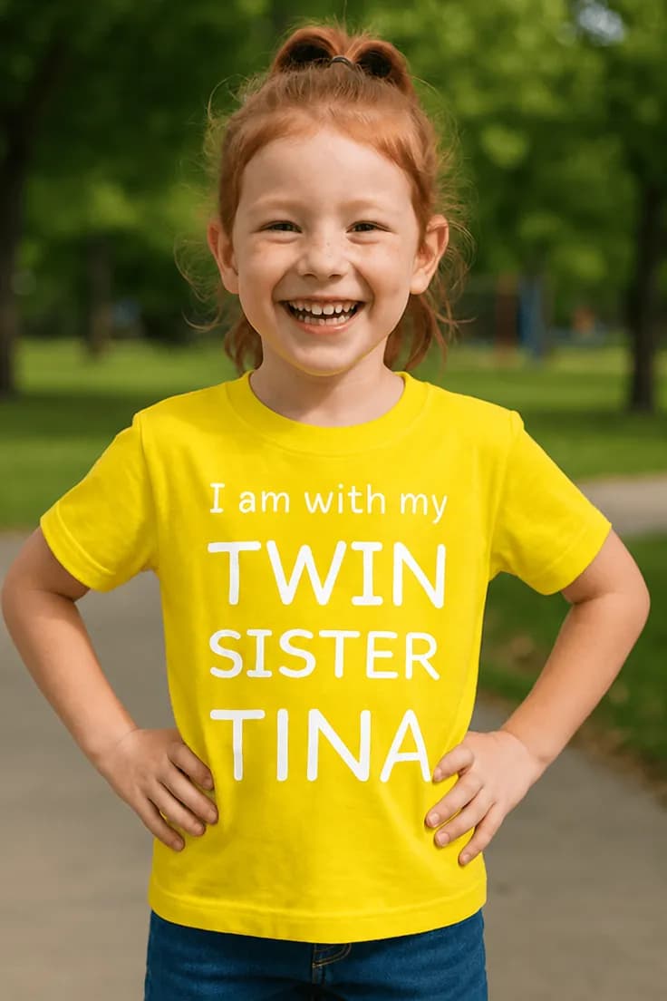 Tricou pentru copii Geamănă cu nume personalizat