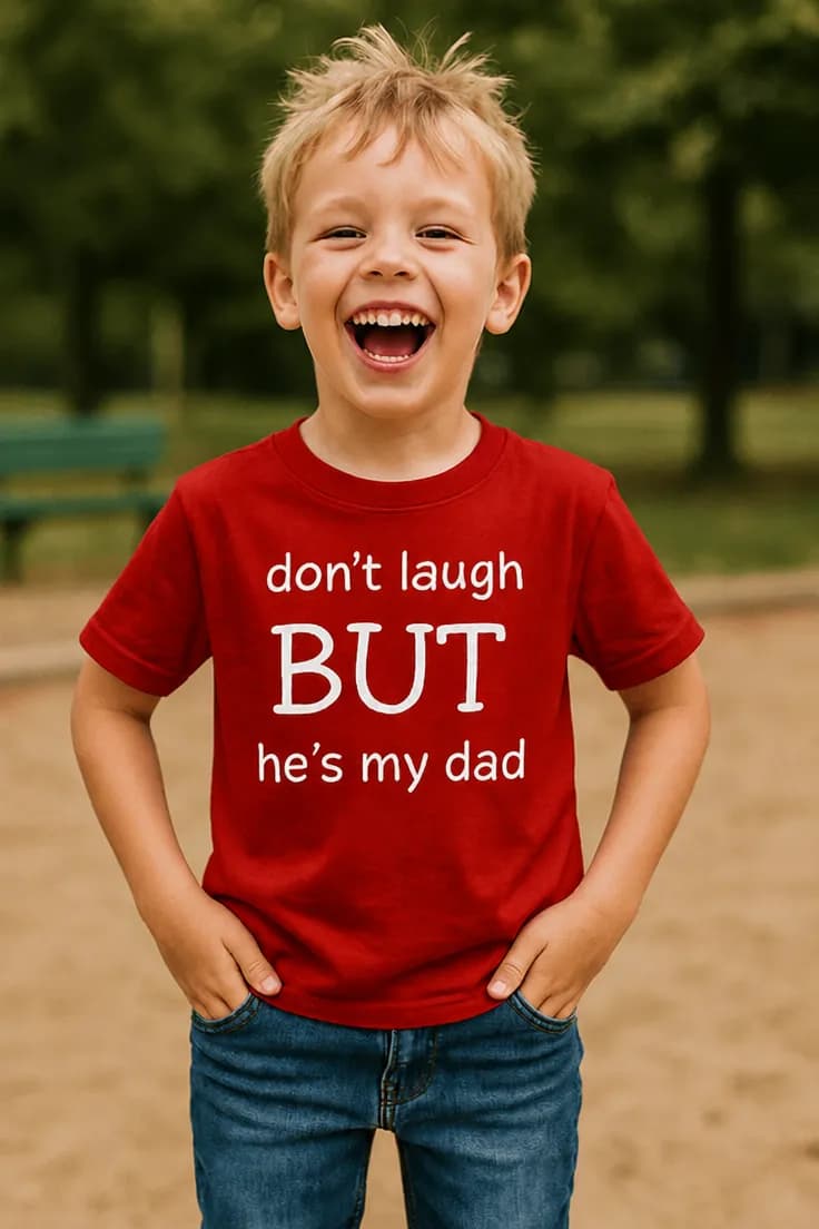 Tricou pentru copii Nu râde tata - don't laugh