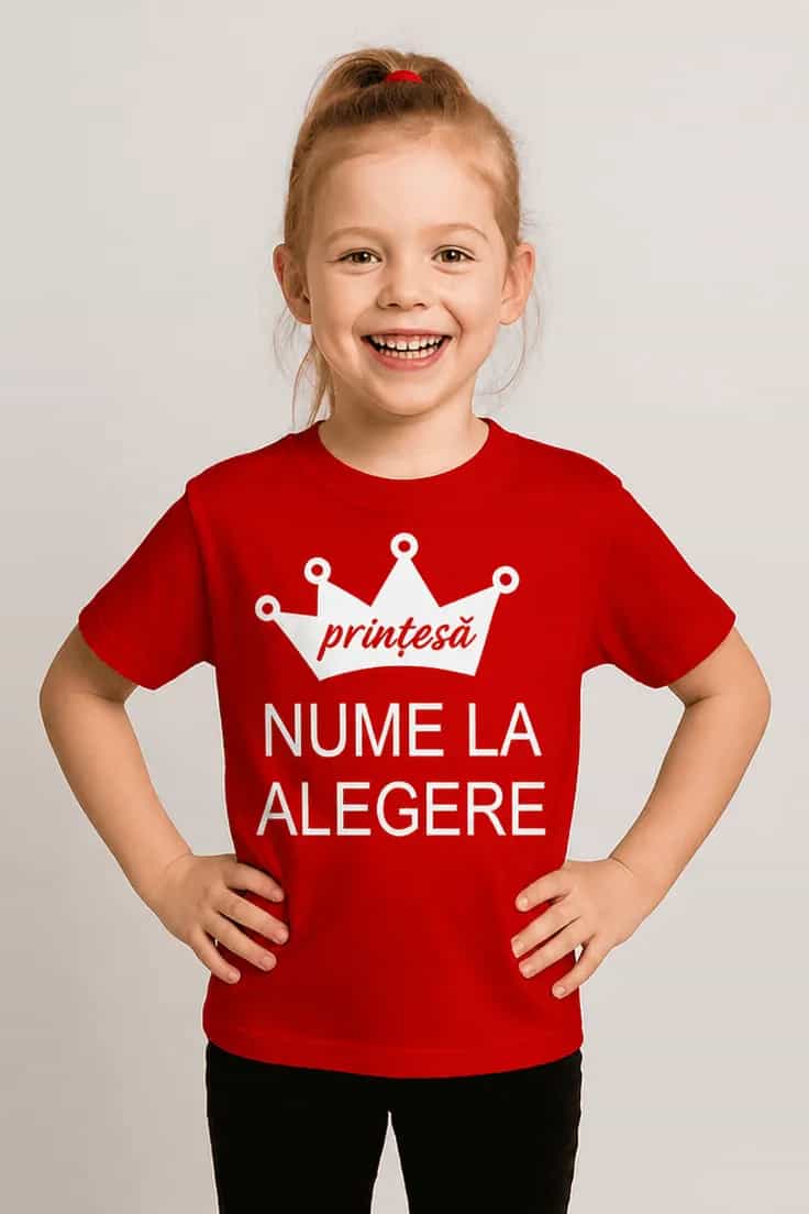 Tricou pentru copii prințesă cu nume personalizat