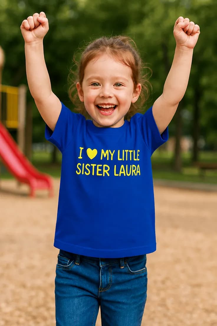 Tricou pentru copii Soră mai mică cu nume personalizat