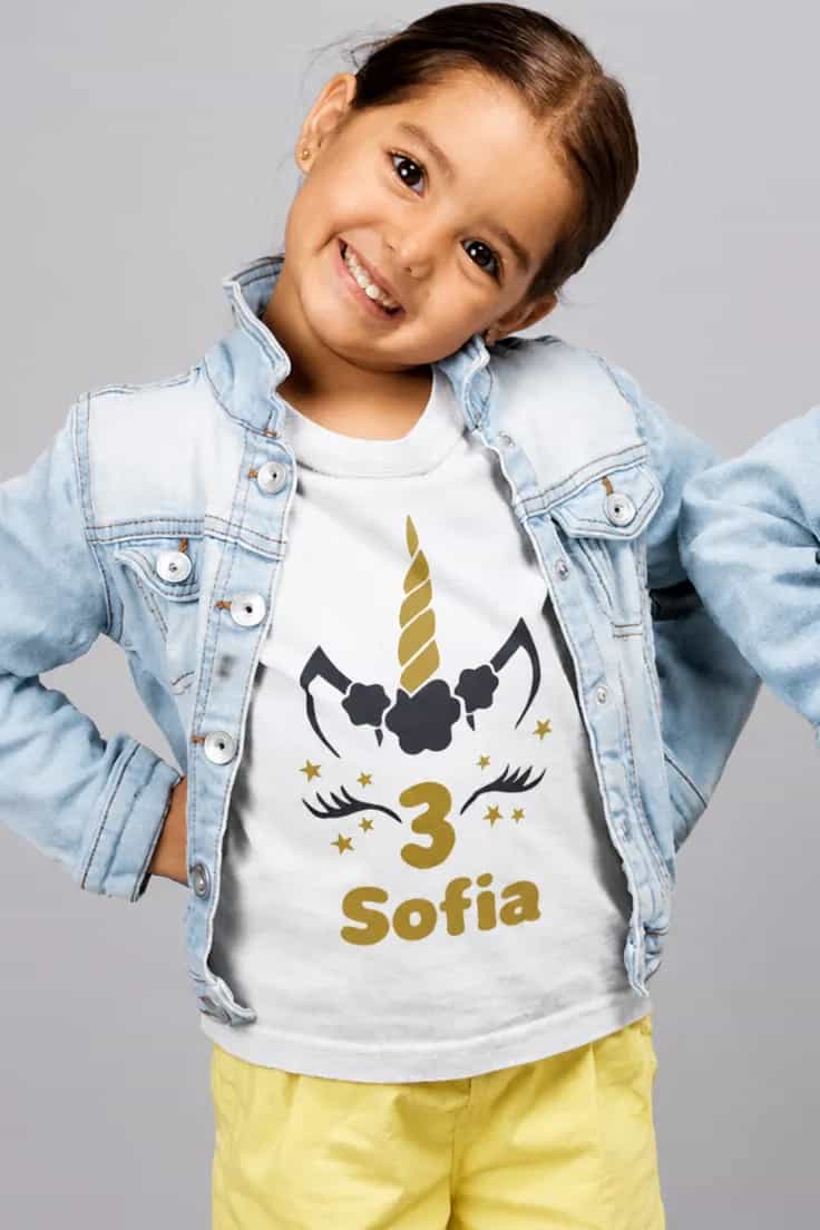 Tricou pentru copii unicorn cu nume personalizat Sofia