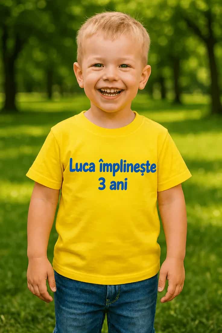 Tricou pentru copii Zi de naștere cu nume personalizat