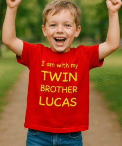 I am with my TWIN BROTHER LUCAS (nume la alegere) - Tricou pentru copii