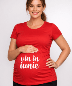 Tricou pentru gravide „Vin în iunie”