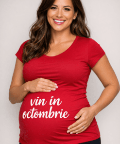 Tricou pentru gravide „vin în octombrie”