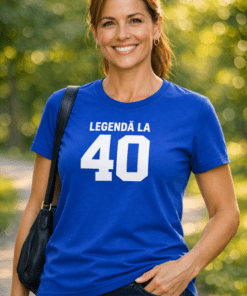 Tricou amuzant „Legendă la 40” (damă, albastru)