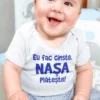 Body bebeluș Eu fac cinste cu mesajul Eu fac cinste. NAȘA Plătește!