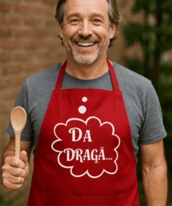 Șorț amuzant Da dragă, cadou de zi de naștere pentru pasionați de gătit și glume