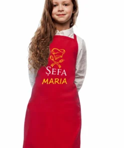 Șorț amuzant Șefa cu nume personalizat cu textul ȘEFA MARIA