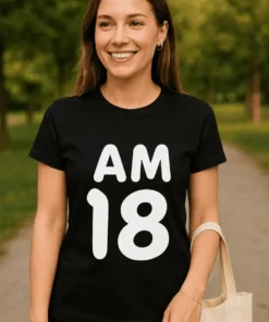 Tricou amuzant Am 18 cu text imprimat AM 18