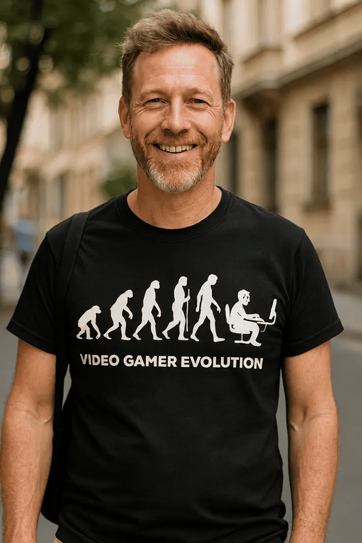 Tricou amuzant Evoluția gamerului video cu imprimeu 11 VIDEO GAMER EVOLUTION