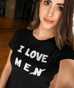 Tricou amuzant I love men, cadou de zi de naștere pentru prieten cu simțul umorului