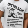 Tricou amuzant instalator fapte de bază cu design comic pentru cadou