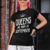 Tricou amuzant Regine născute în septembrie, cadou haios pentru femei născute în septembrie