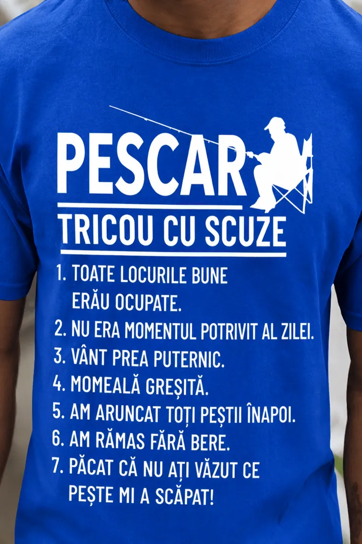 Tricou amuzant Scuze de pescar cu design haios pentru pescari și listă de scuze