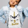 Tricou pentru copii unicorn cu nume personalizat Sofia, cu design vesel de unicorn pentru cadou